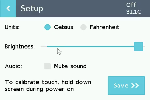 Settings screen