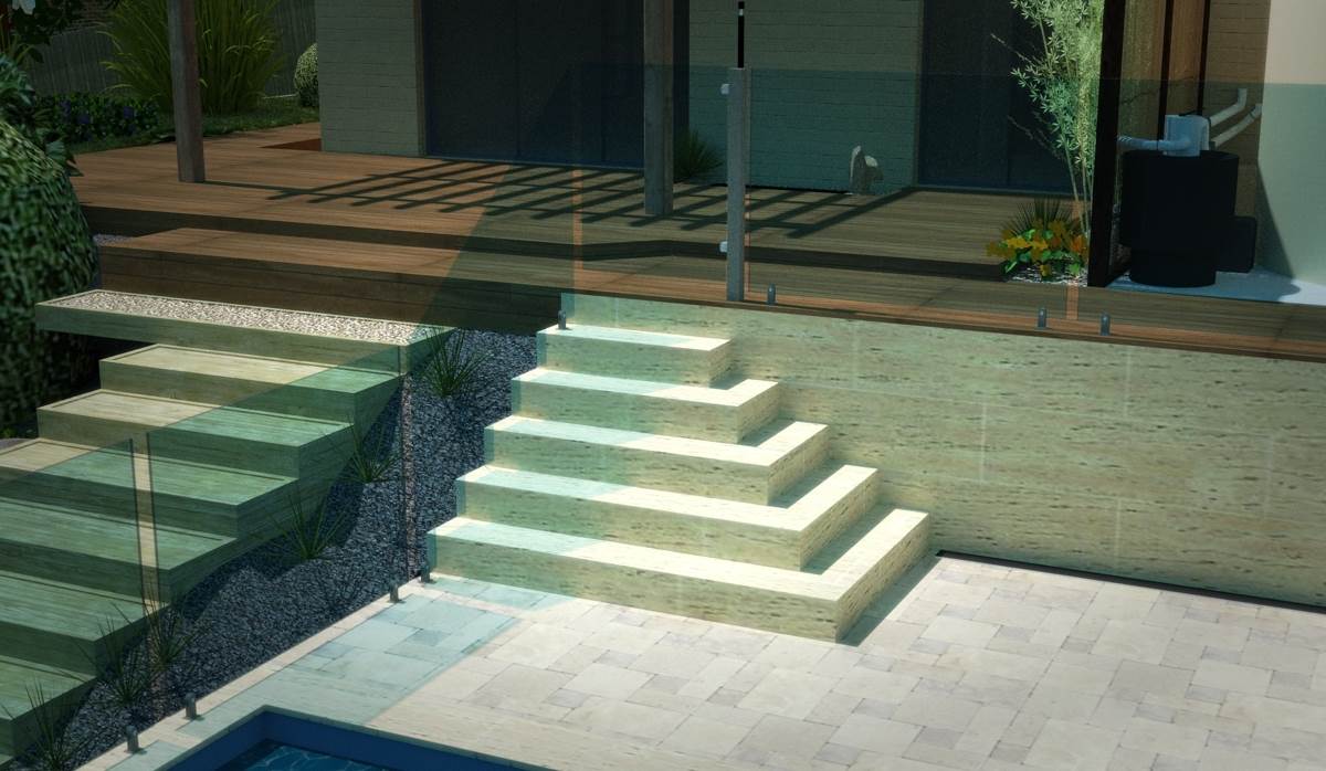 Render of pool steps